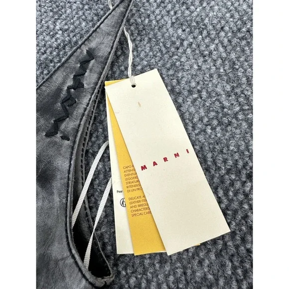 Marni Women's 40 Calf Leather Flared Mini Dress Lined Grey Washed Gorgeous - New - Picture 10 of 16